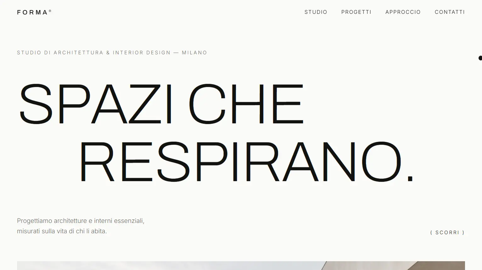 Screenshot progetto FORMA - Sito Architettura (concept) realizzato da ESTETA sviluppatori web Modena
